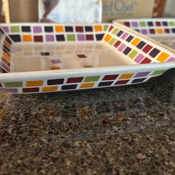 Pampered Chef Set of 2 Tiles Small Square Plates - Picture 4 of 7